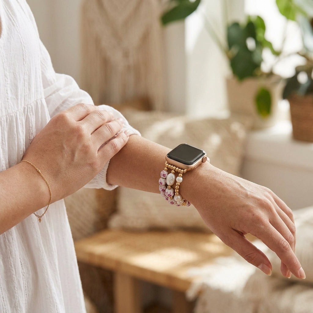 Cinturino Apple Watch Porcelain Garden Rose Blossom