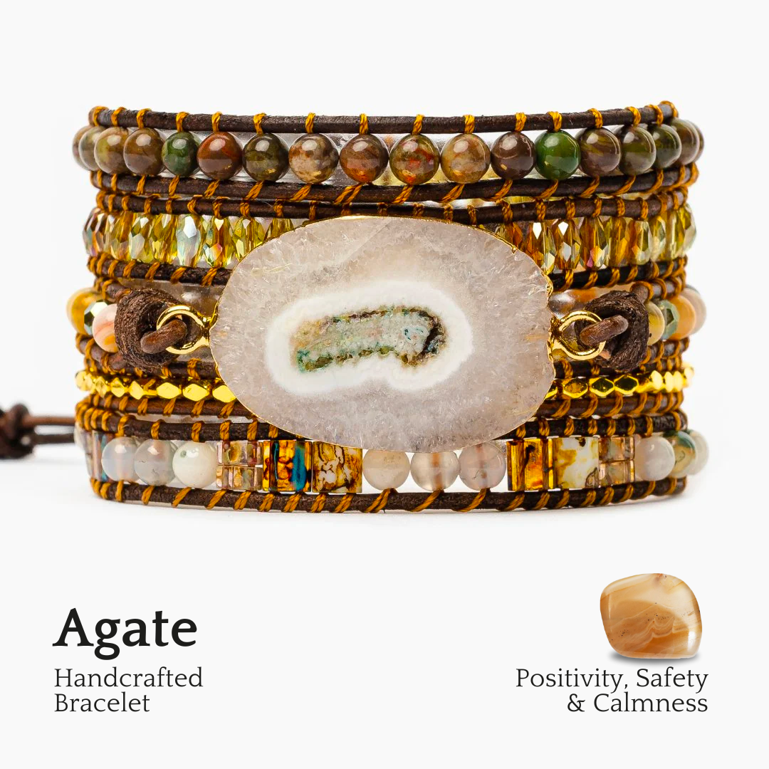 Bracciale avvolgente in agata Dea della Luna