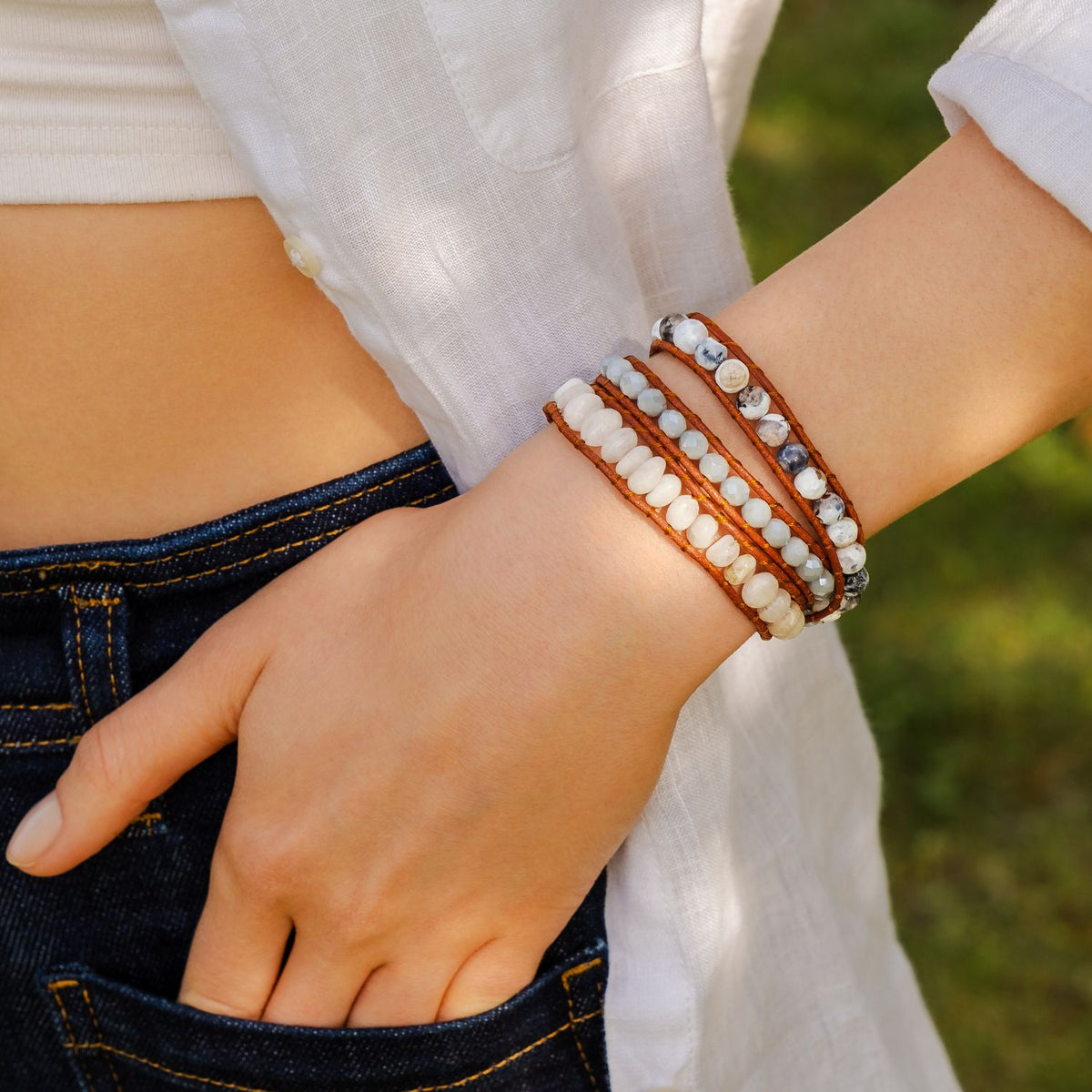 Bracciale avvolgente artigianale White Harmony