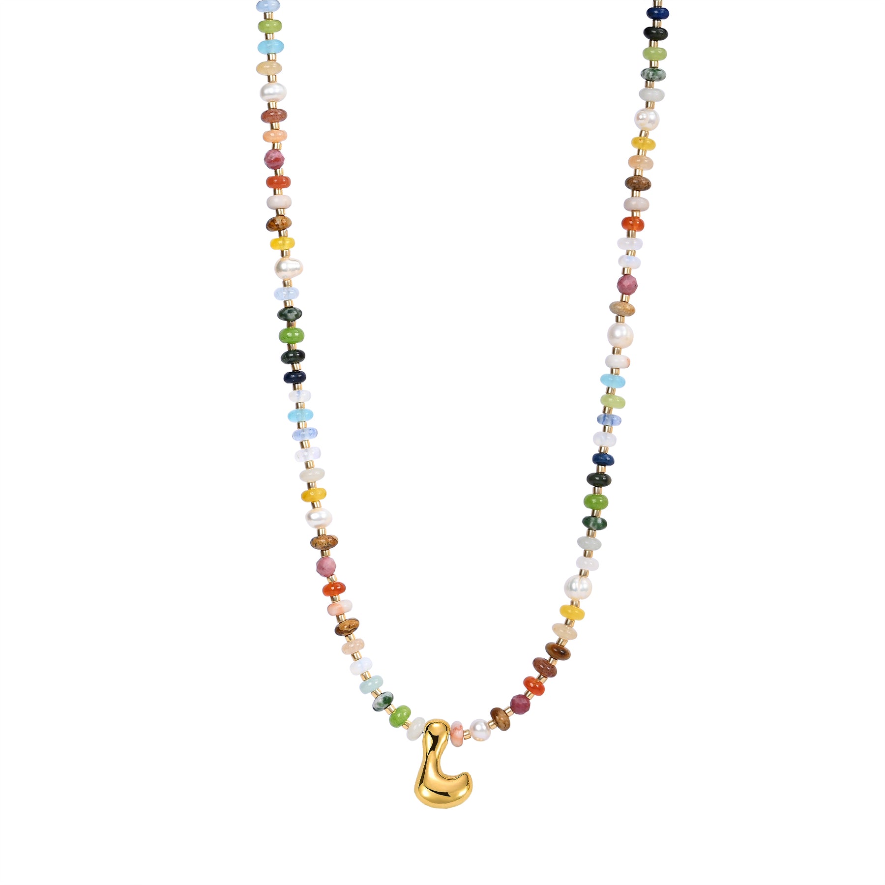 Collana a bolla con iniziale e gemma vivace