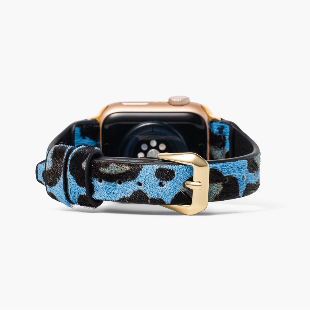 Cinturino Apple Watch in pelle azzurra selvaggia