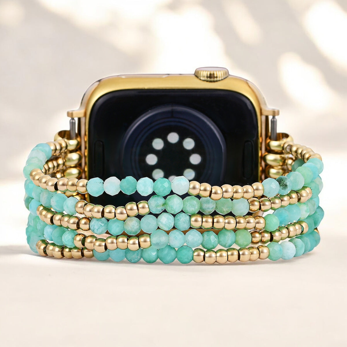 Cinturino elastico in Amazonite luminoso per Apple Watch