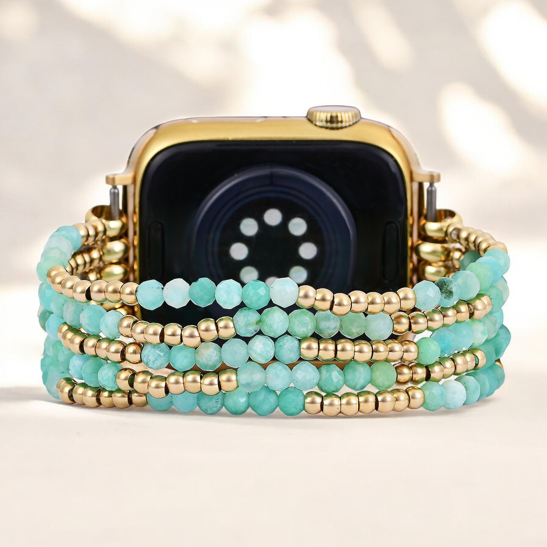 Cinturino elastico in Amazonite luminoso per Apple Watch