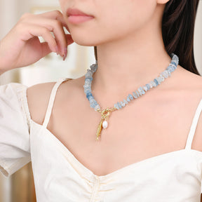 Collana con ciondolo perla acquamarina
