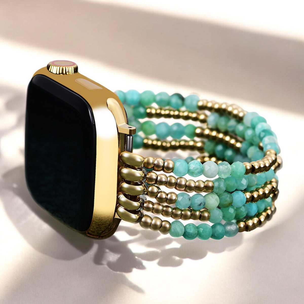 Cinturino elastico in Amazonite luminoso per Apple Watch