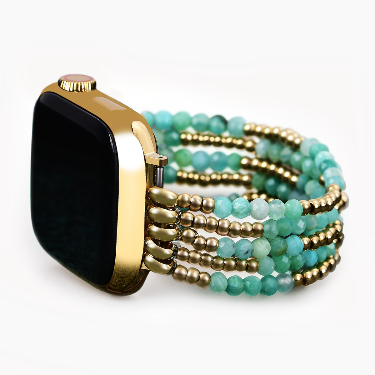 Cinturino elastico in Amazonite luminoso per Apple Watch