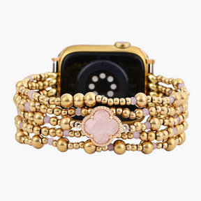 Elegante Bracciale in Quarzo Rosa Incantato per Apple Watch Stretch