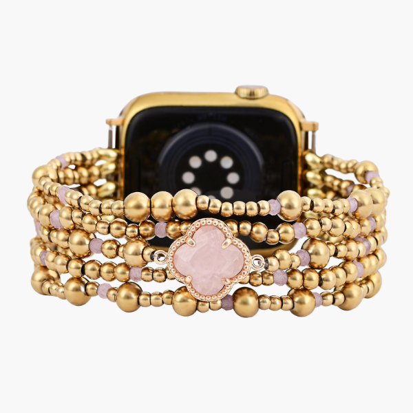 Elegante Bracciale in Quarzo Rosa Incantato per Apple Watch Stretch