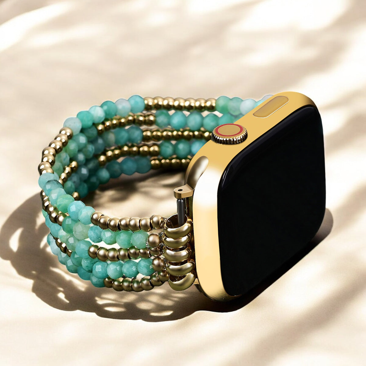 Cinturino elastico in Amazonite luminoso per Apple Watch