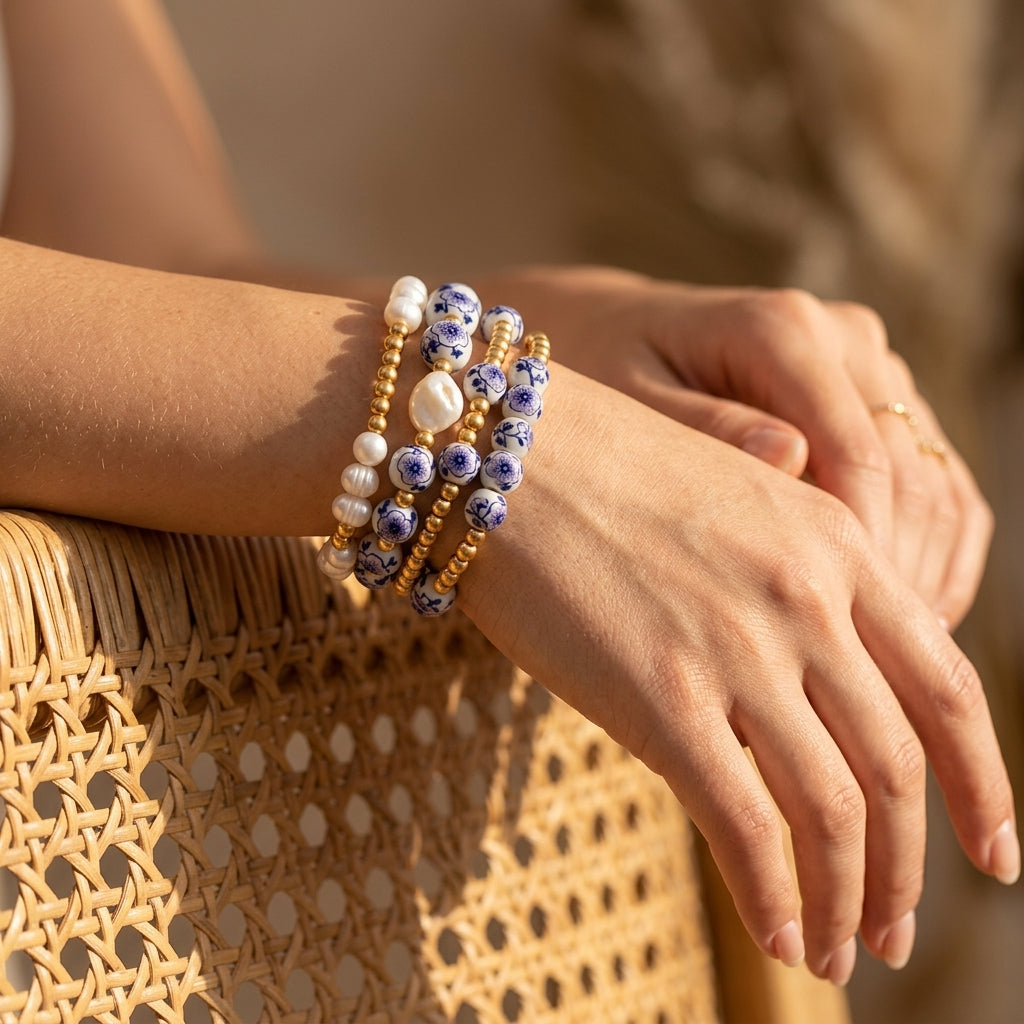 Set di bracciali Porcelain Garden Lavender Bloom
