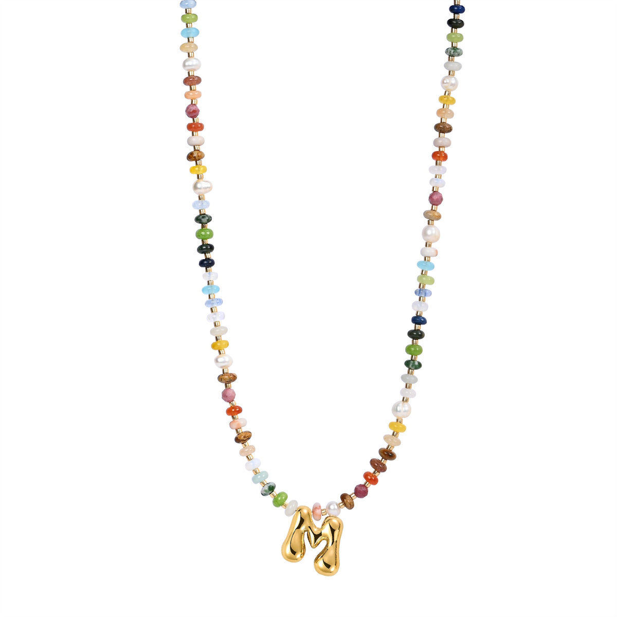 Collana con lettere a bolle multicolore