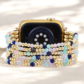 Cinturino elasticizzato Apple Watch in lapislazzuli e amazonite gioiello