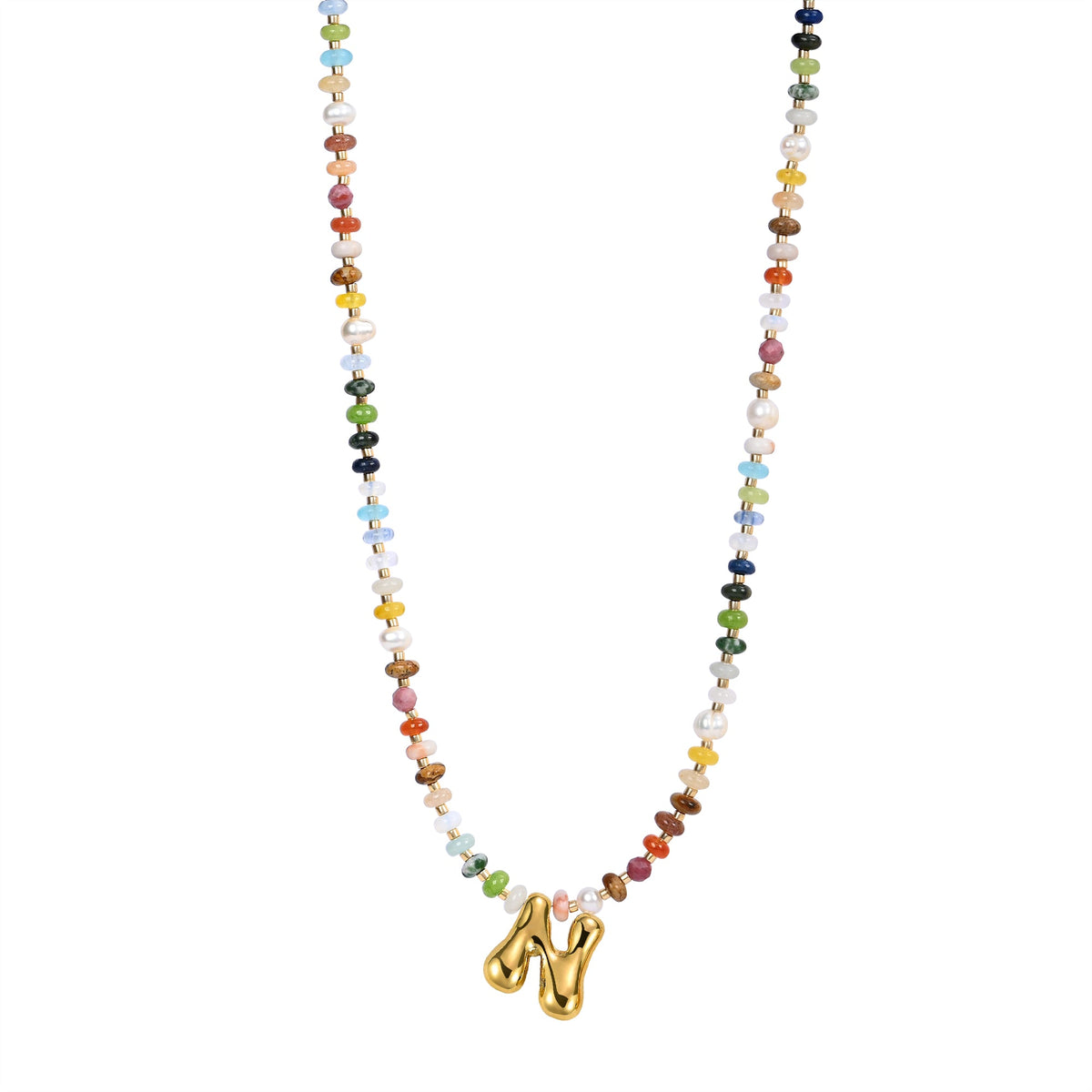 Collana con lettere a bolle multicolore