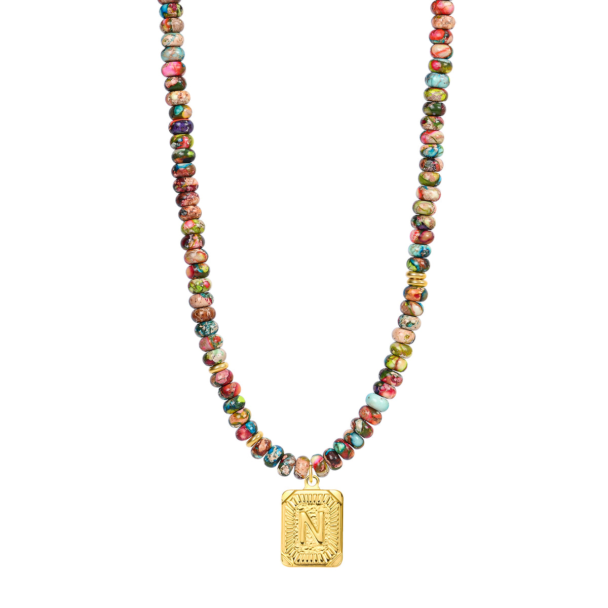 Collana a bolla con iniziale e gemma vivace