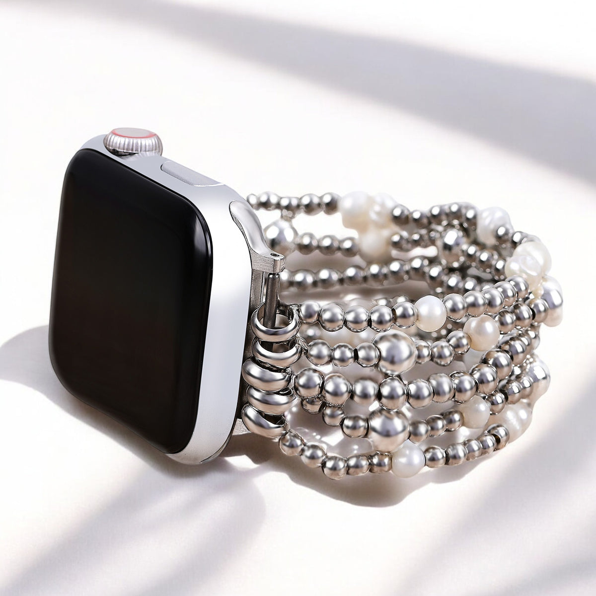 Cinturino Apple Watch elasticizzato con perle scintillanti