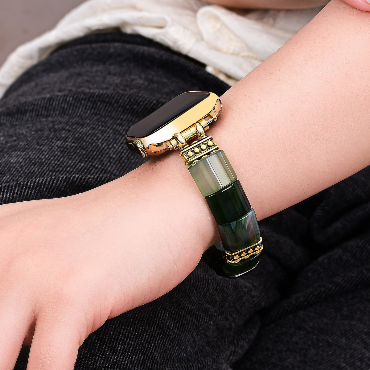 Cinturino elastico in agata Serenity Evergreen per Apple Watch
