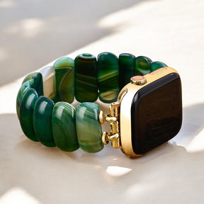 Cinturino elastico Apple Watch in agata Emerald Grove