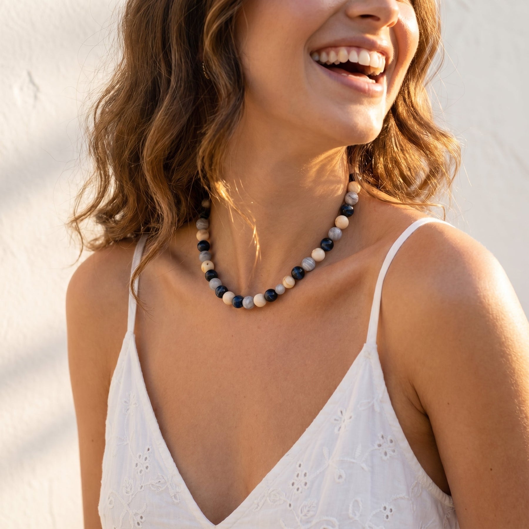 Collana Grigia con Perline Spesse