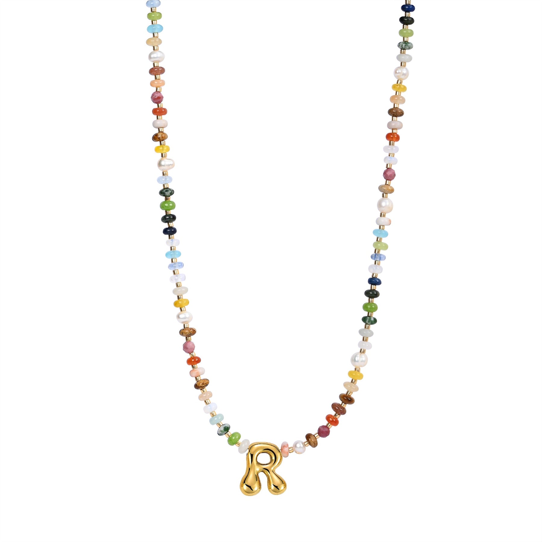 Collana con lettere a bolle multicolore