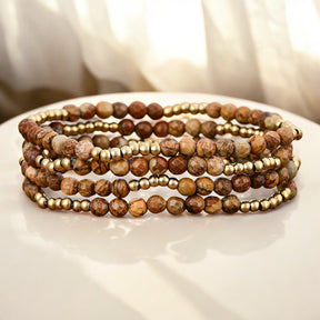 Set di Bracciali in Diaspro Terra Dorata