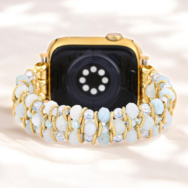 Cinturino intrecciato Apple Watch color acquamarina luminosa