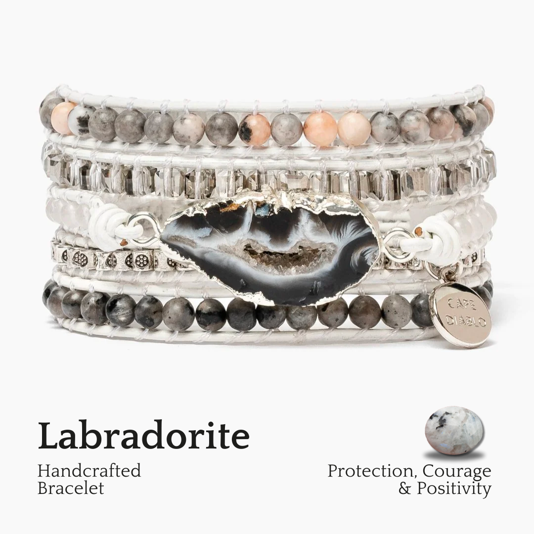 Bracciale avvolgente in Labradorite bianca