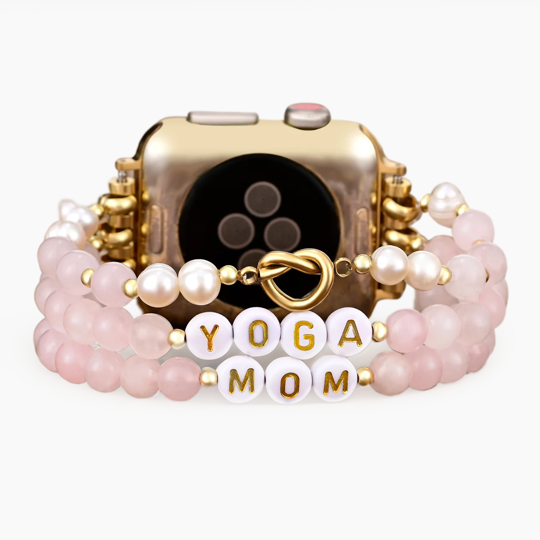 Cinturino per Apple Watch elasticizzato al quarzo rosa Yoga Mom