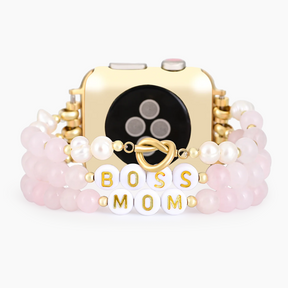 Cinturino per Apple Watch elasticizzato Boss Mom al quarzo rosa