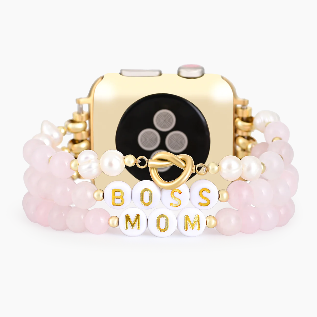 Cinturino elasticizzato Apple Watch personalizzato in Quarzo Rosa