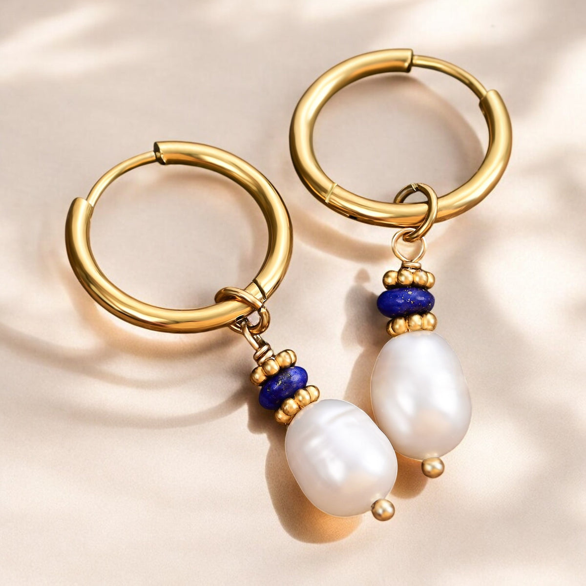 Orecchini a cerchio con perle e agata Golden Grace