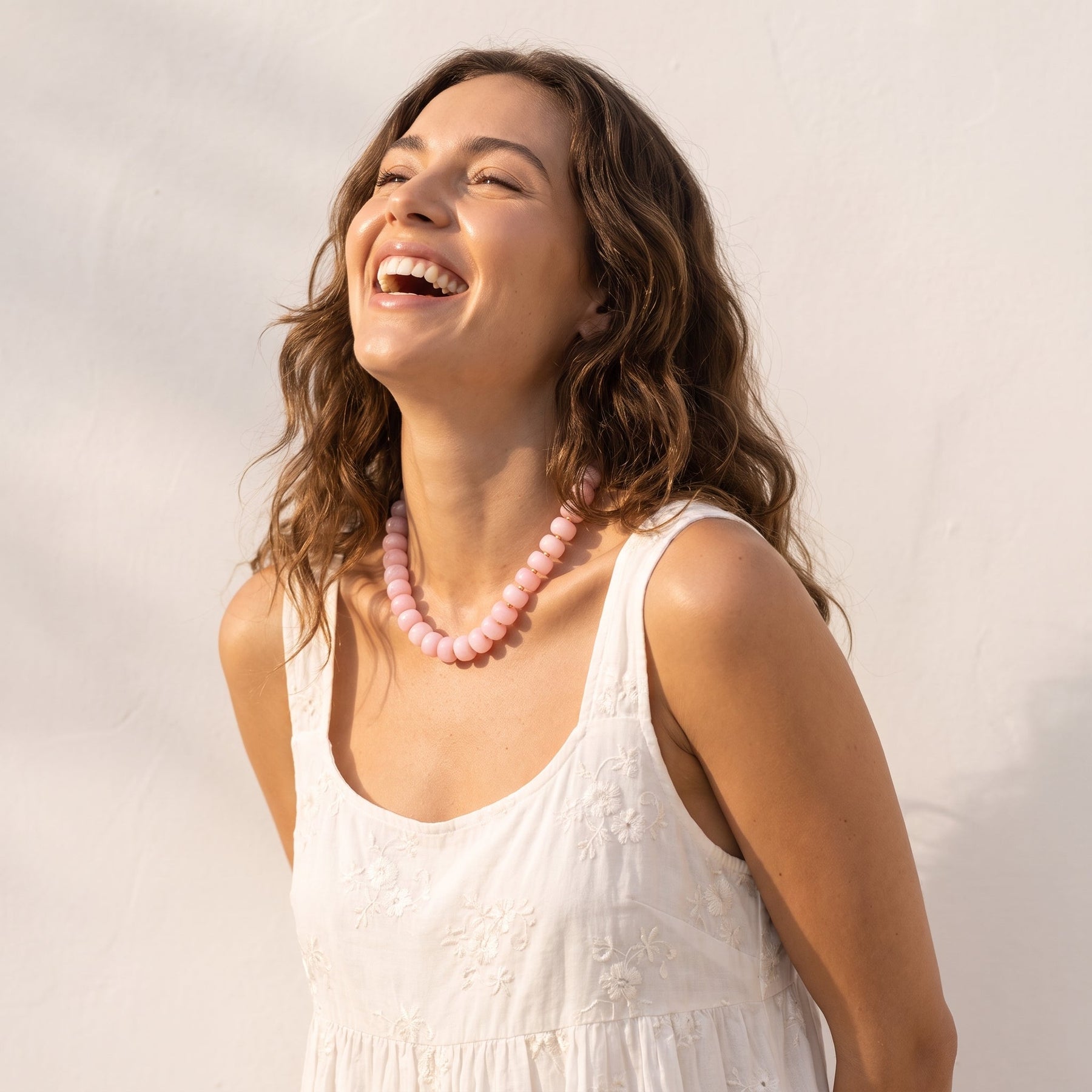 Collana chunky Dream Rose Quartz con blush