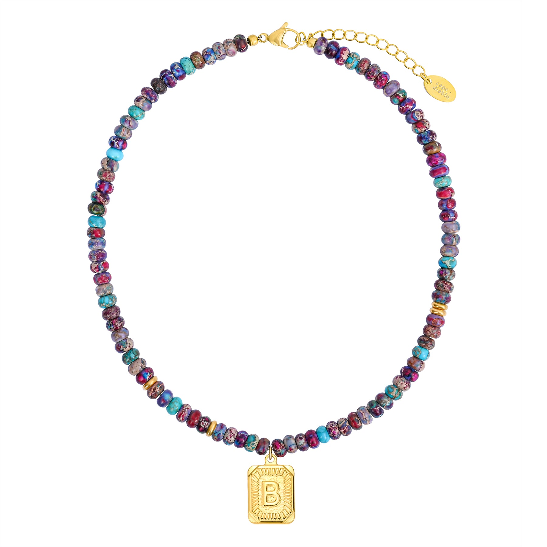 Collana a bolla con iniziale e gemma vivace