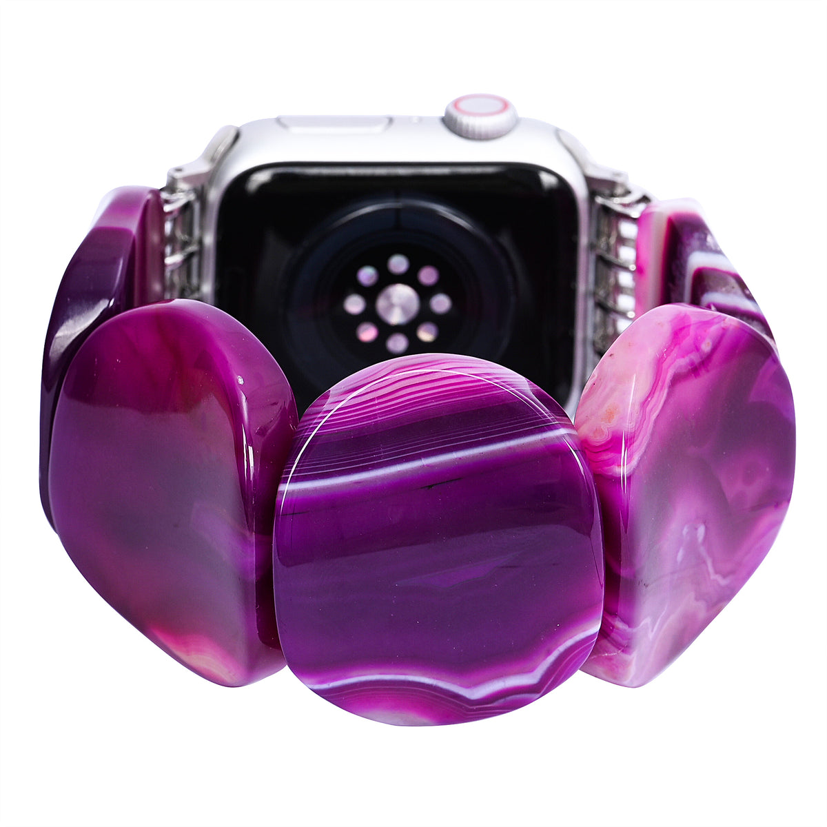 Cinturino elasticizzato Apple Watch in agata prugna mistica