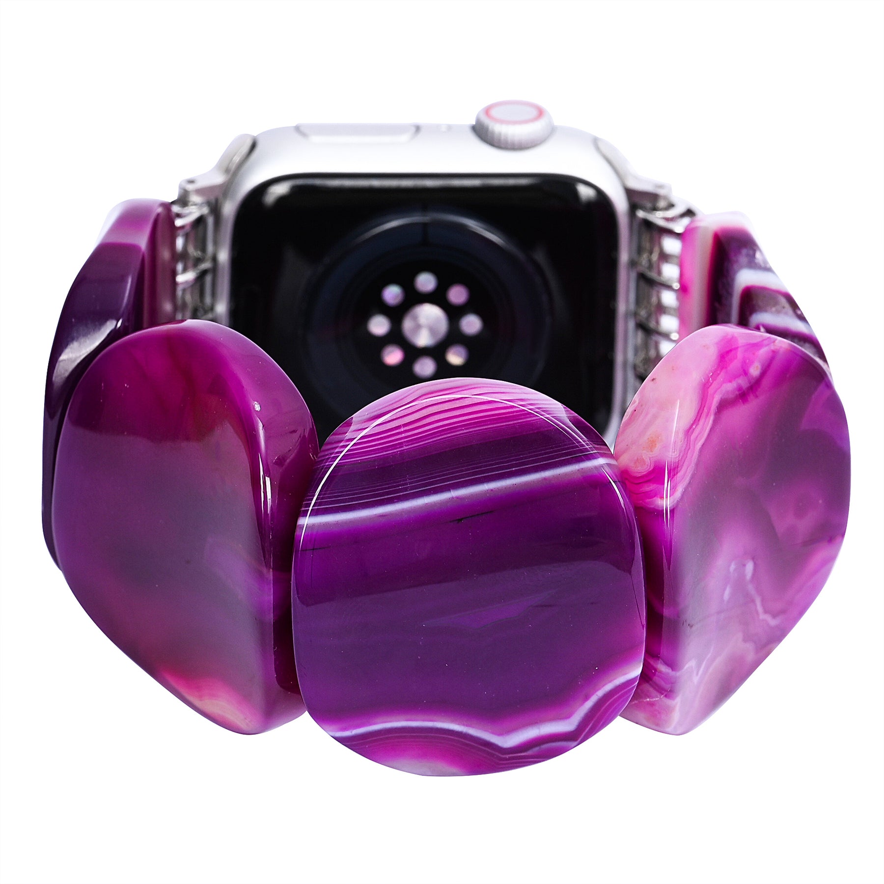 Cinturino elasticizzato Apple Watch in agata prugna mistica