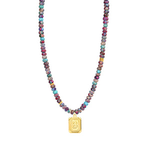 Collana a bolla con iniziale e gemma vivace