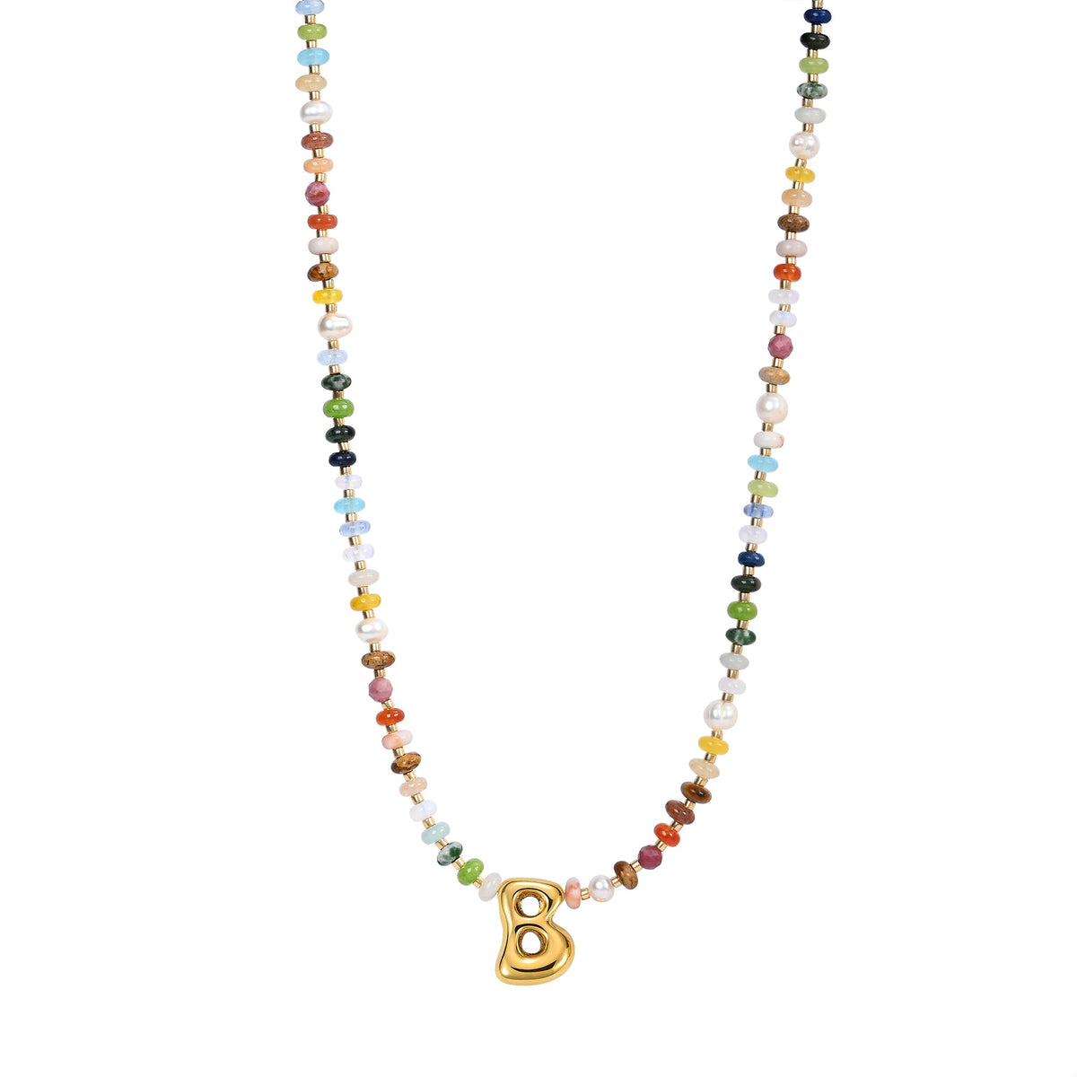 Collana con lettere a bolle multicolore