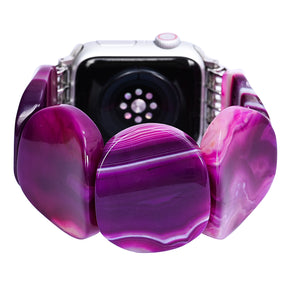 Cinturino elasticizzato Apple Watch in agata prugna mistica