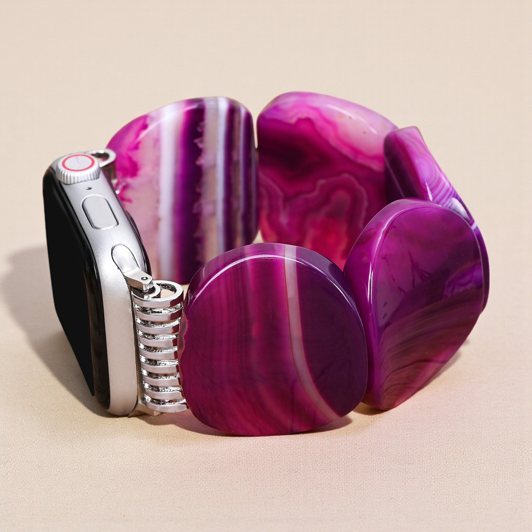 Cinturino elasticizzato Apple Watch in agata prugna mistica