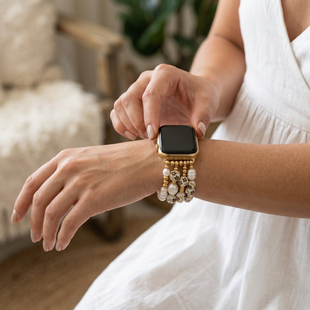 Cinturino Apple Watch Porcelain Garden Golden Meadow