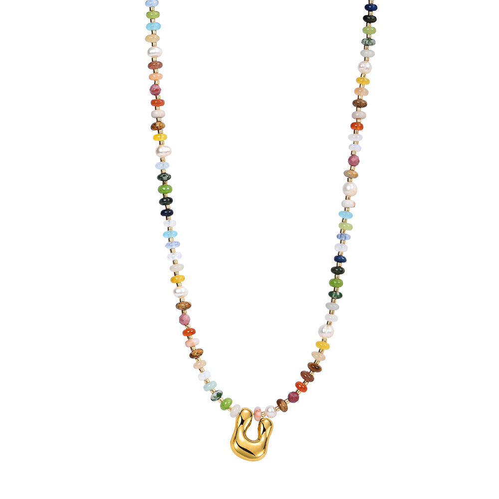 Collana con lettere a bolle multicolore