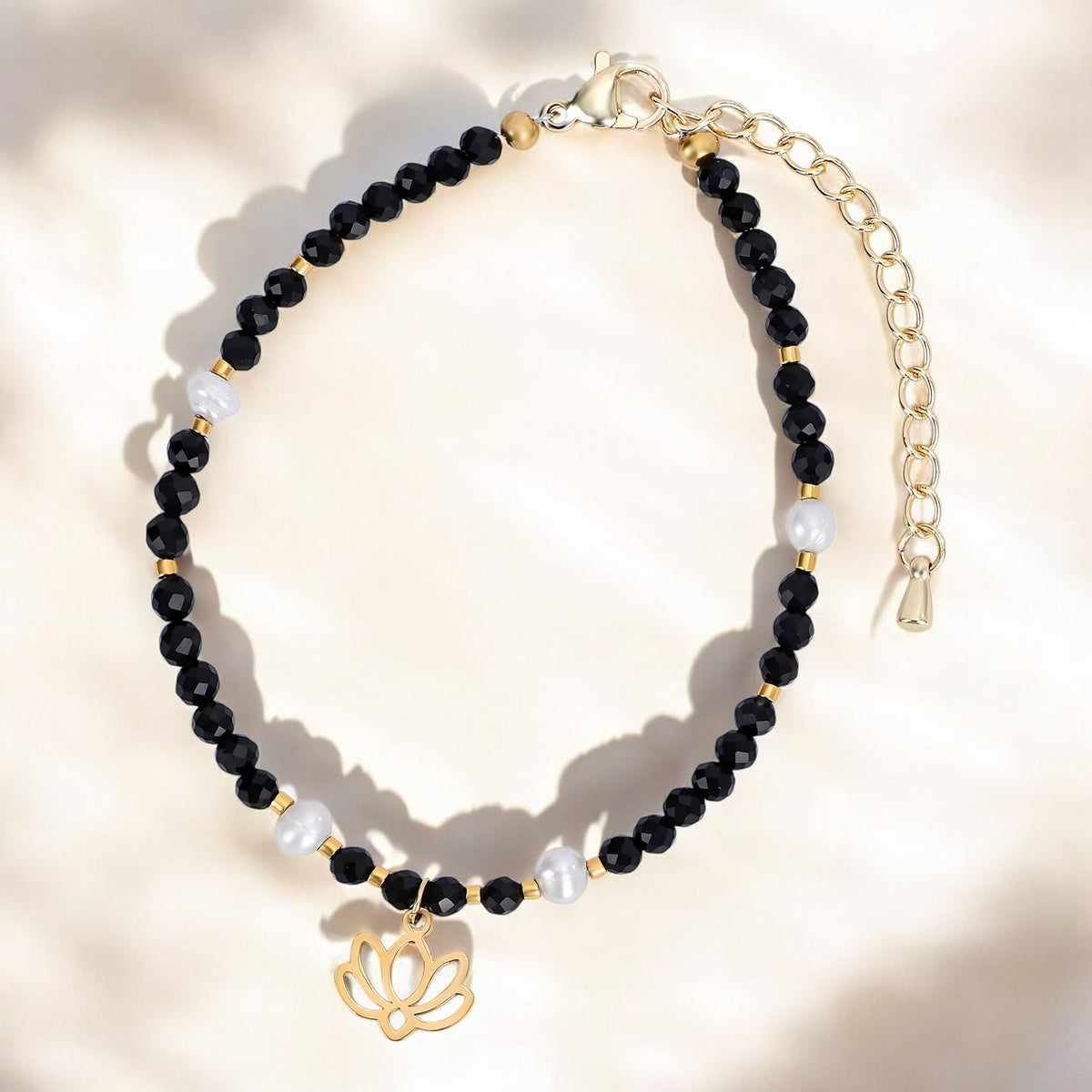 Bracciale di Loto in Agata di Mezzanotte