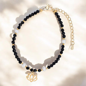 Bracciale di Loto in Agata di Mezzanotte
