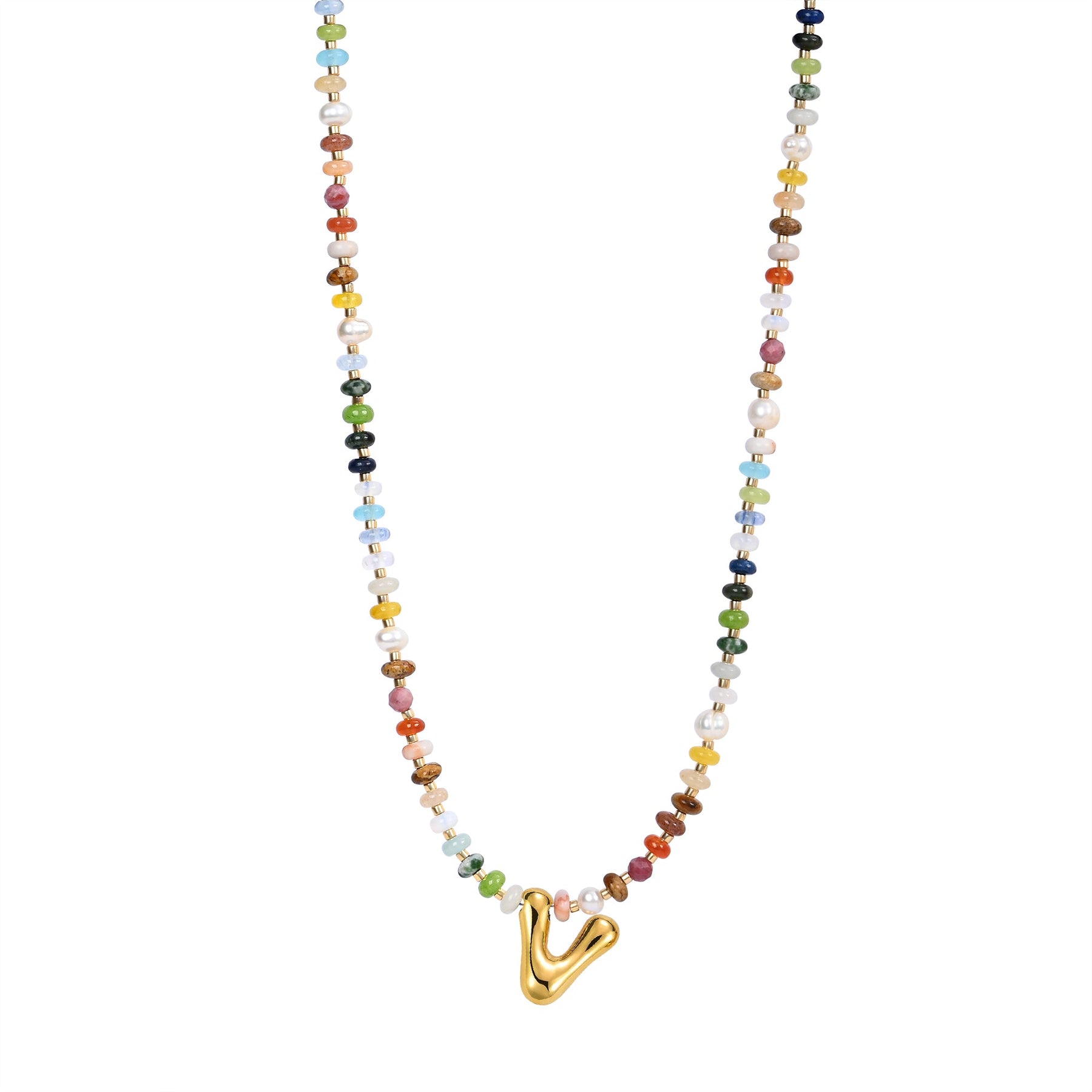 Collana con lettere a bolle multicolore