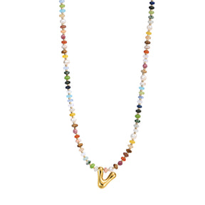 Collana con lettere a bolle multicolore