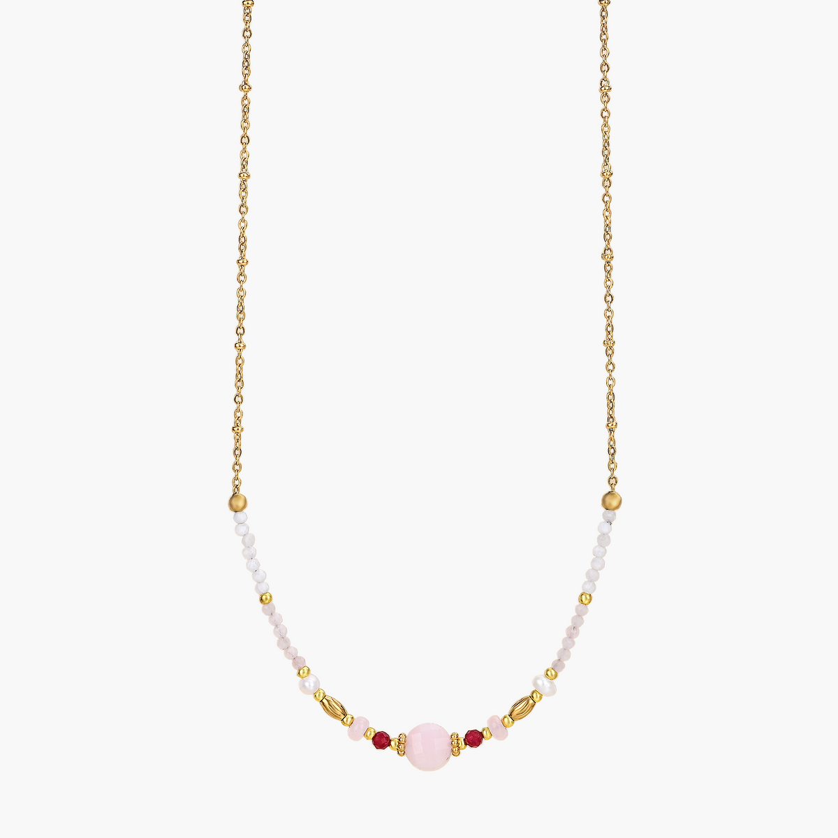 Collana in Quarzo Rosa illuminata dalla luna