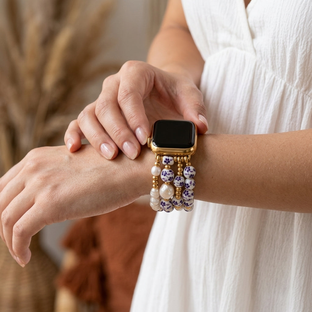 Cinturino Apple Watch Porcelain Garden Violet Bloom