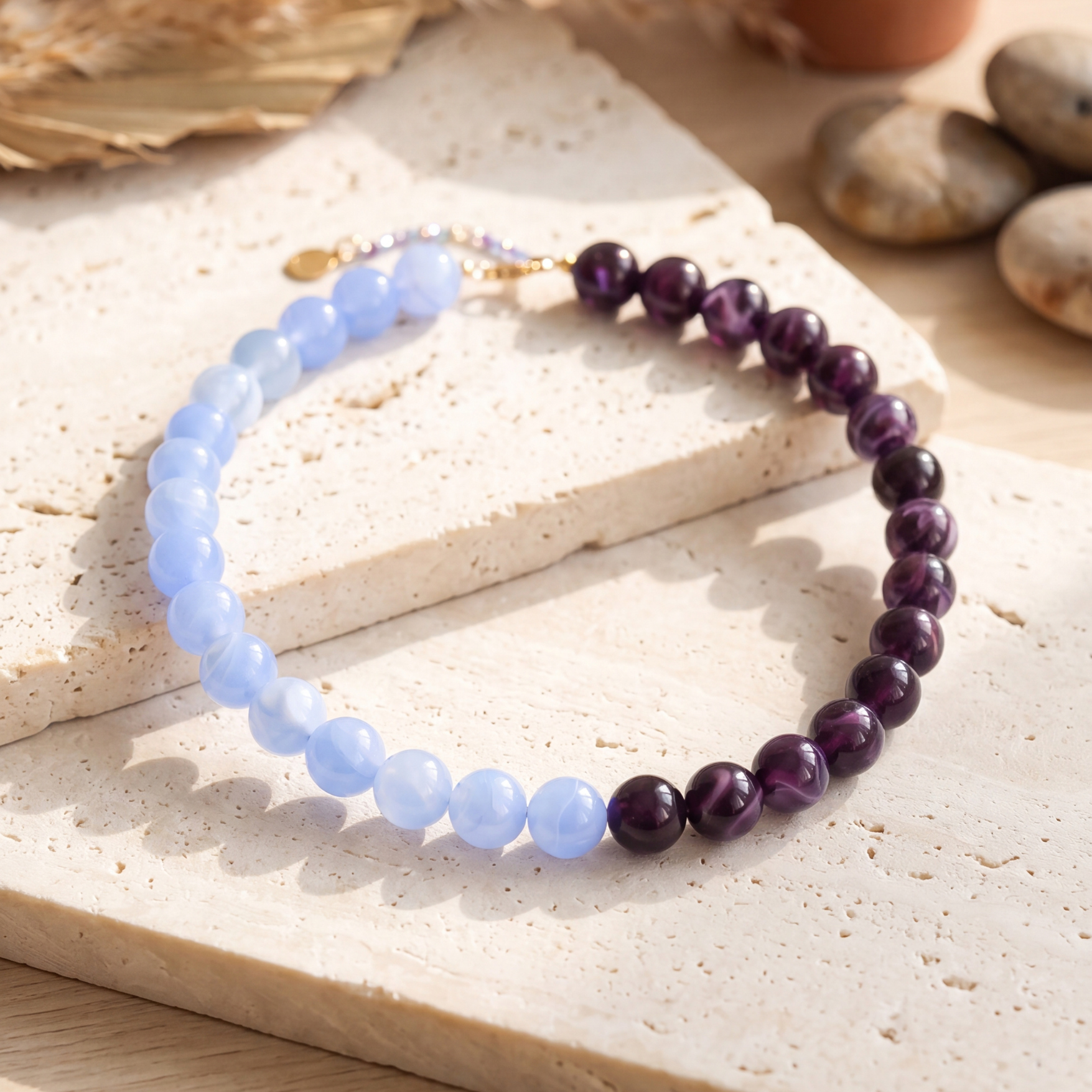 Collana spessa con perline viola