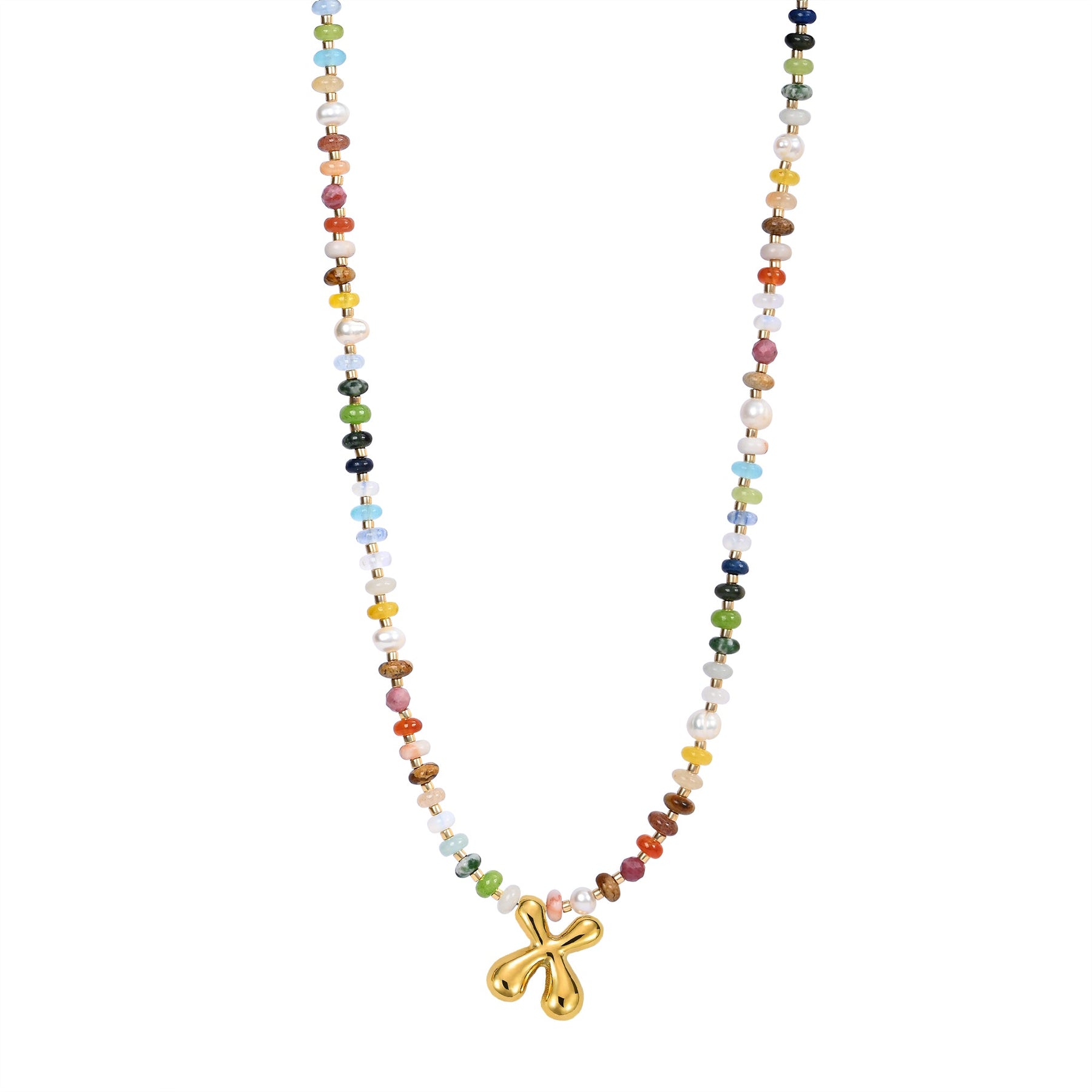 Collana con lettere a bolle multicolore