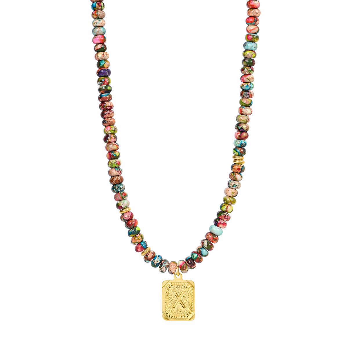 Collana a bolla con iniziale e gemma vivace