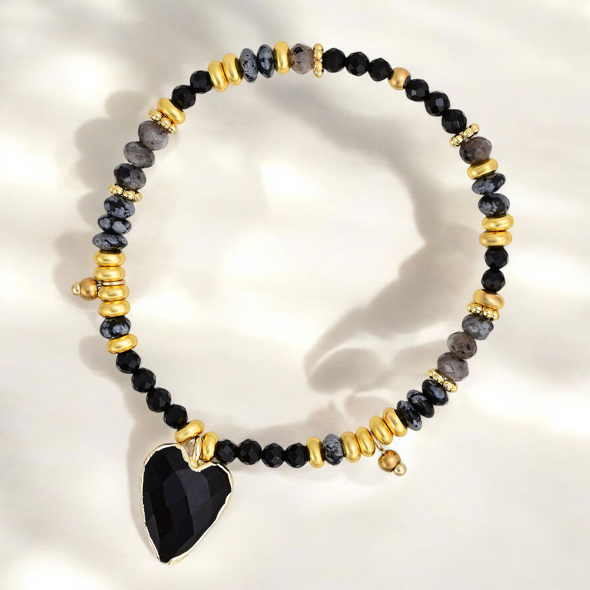 Bracciale di Loto in Agata di Mezzanotte